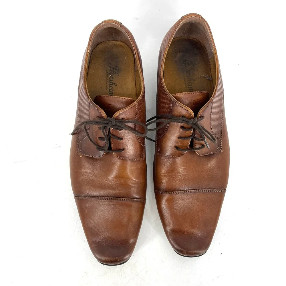 Florsheim Mens Leather Cap Toe Oxford Dress Shoes Brown Lace Up Sz 12M‎